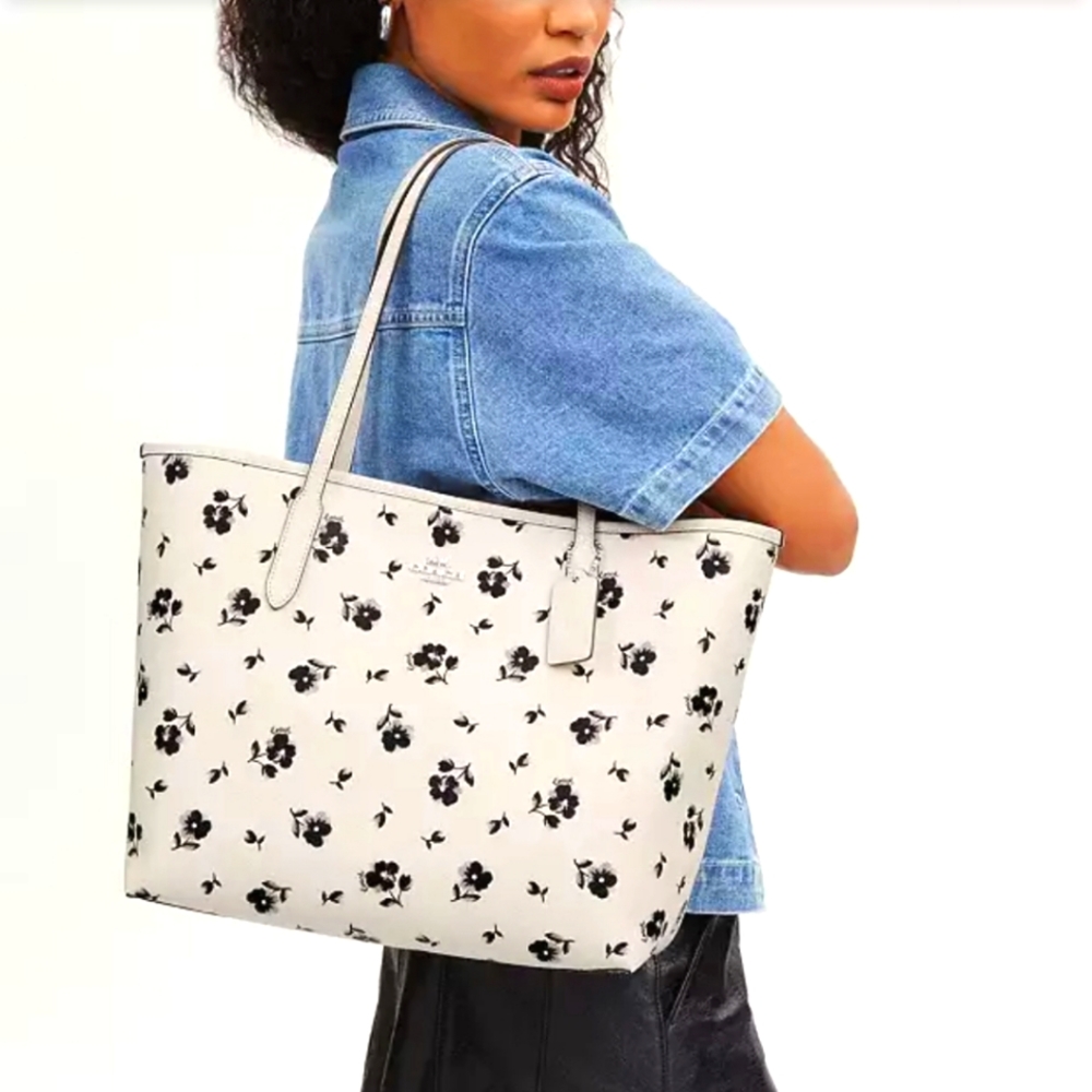 New! City Tote with Floral Print, $398 - Picture 1 of 5